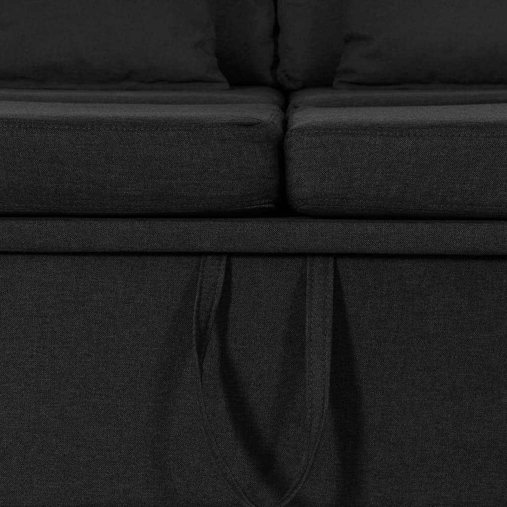 Ištraukiama sofa-lova, juodos spalvos, audinys, keturvietė