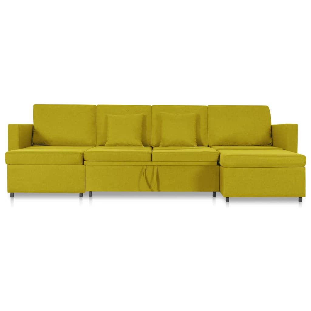 Ištraukiama sofa-lova, geltonos spalvos, audinys, keturvietė