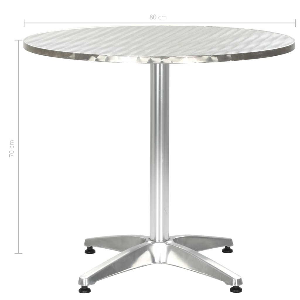 Sodo stalas, sidabrinės spalvos, 80x70cm, aliuminis