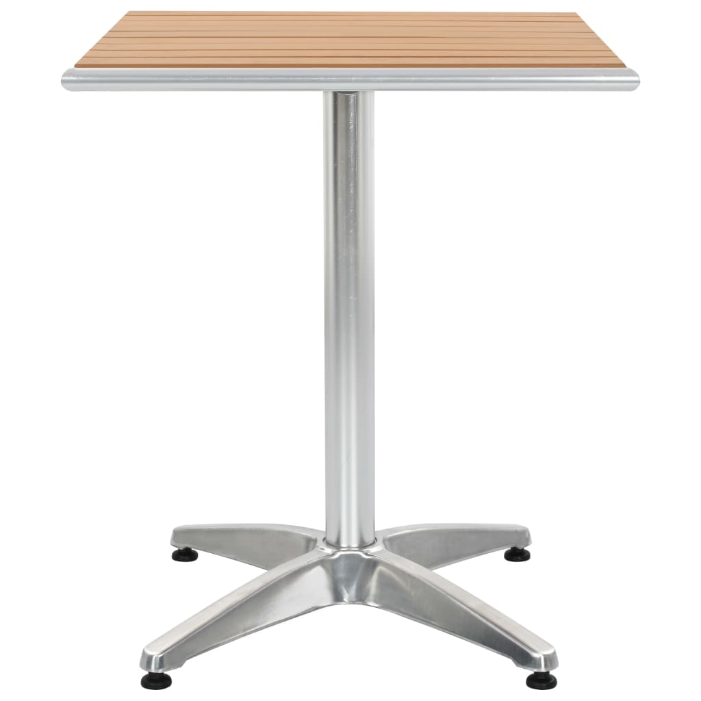 Sodo stalas, sidabrinės spalvos, 60x60x70cm, aliuminis ir WPC