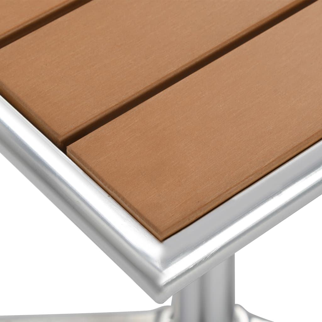 Sodo stalas, sidabrinės spalvos, 60x60x70cm, aliuminis ir WPC