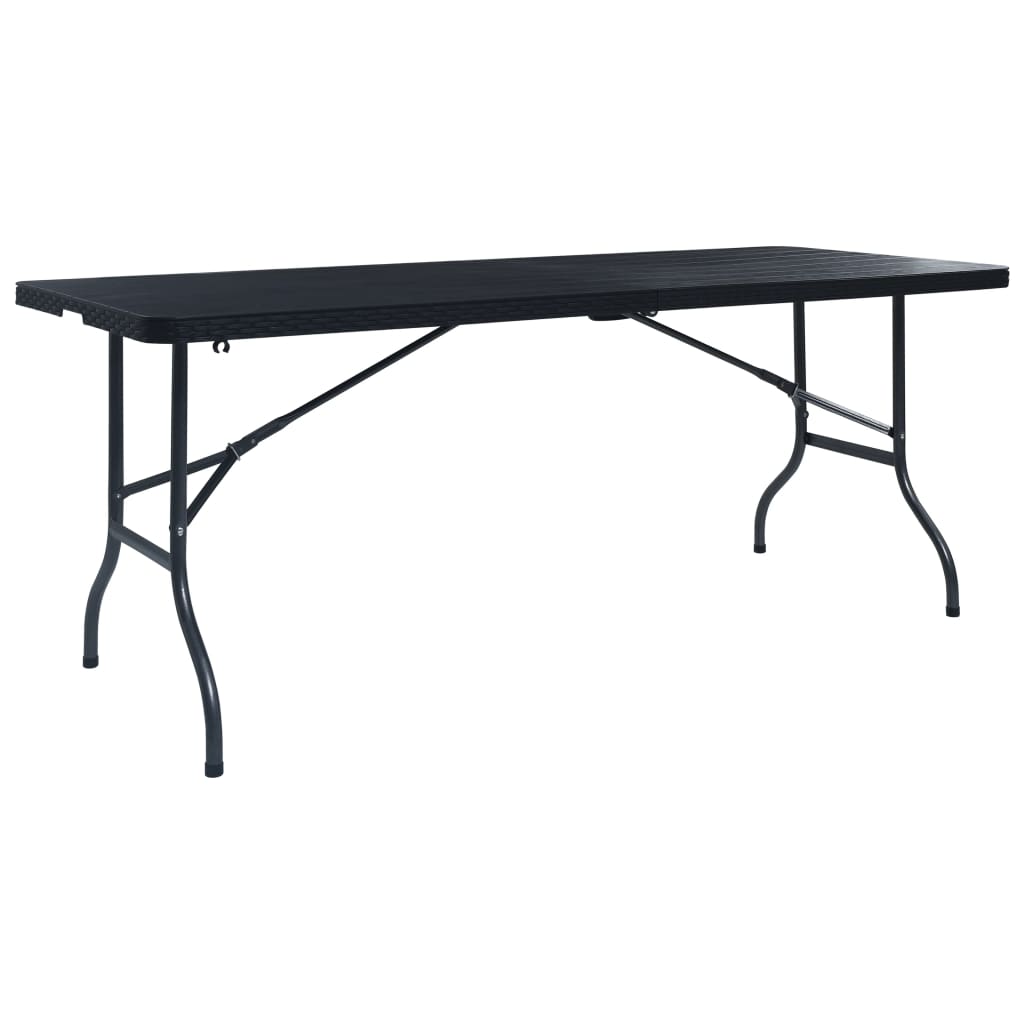 Sulankstomas sodo stalas, juodas, 180x75x72cm, HDPE