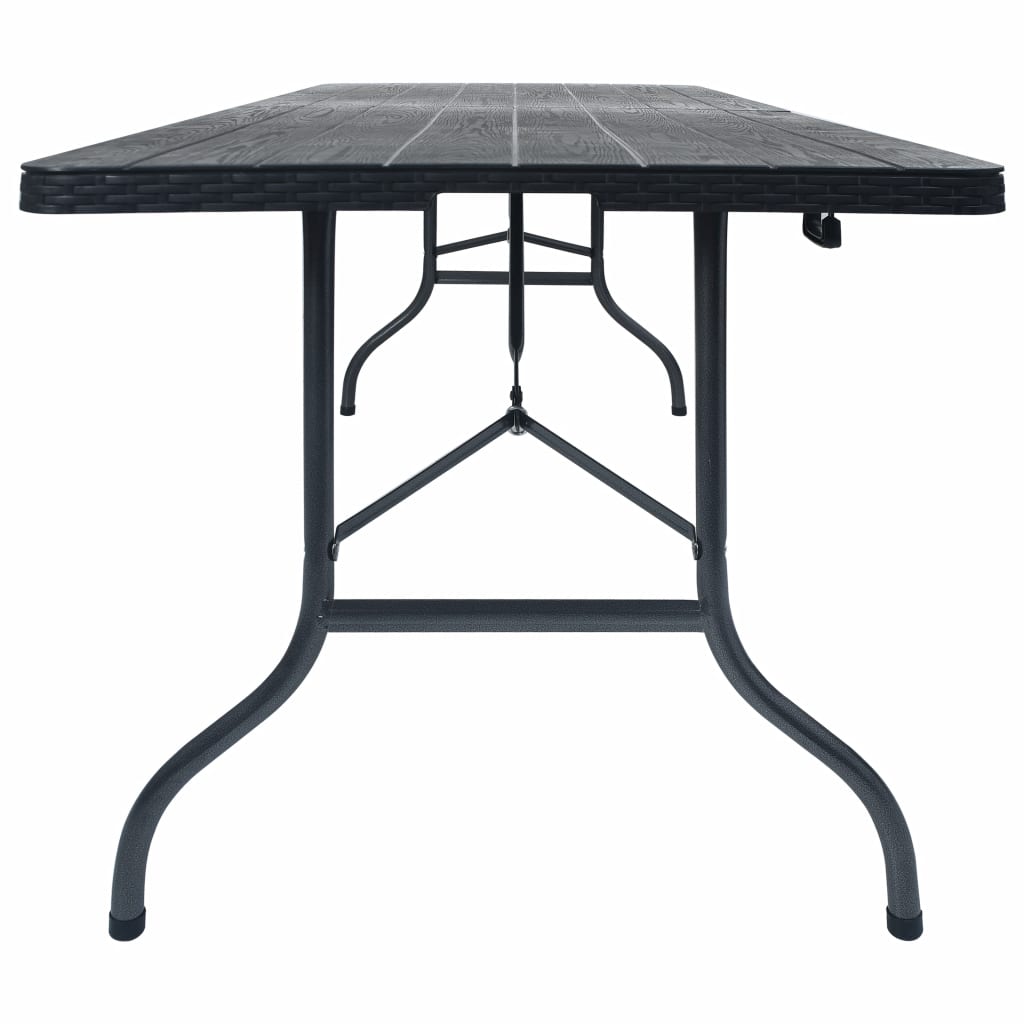 Sulankstomas sodo stalas, juodas, 180x75x72cm, HDPE