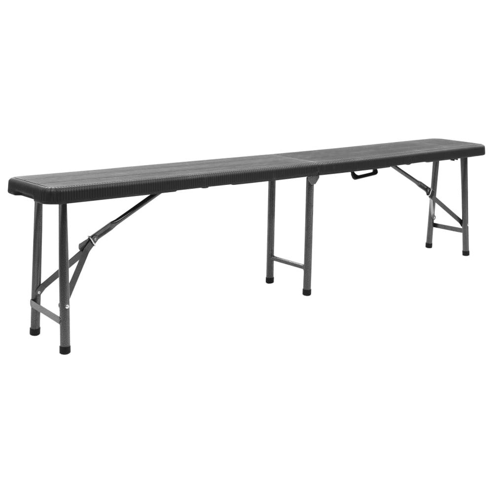 Sulankstomi sodo suoliukai, 2vnt., juodos spalvos, 180cm, HDPE
