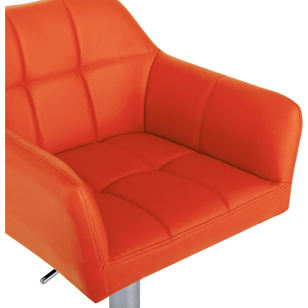 Baro kėdė su porankiais, oranžinės spalvos, dirbtinė oda