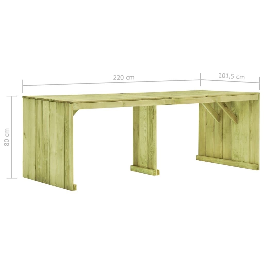 Sodo stalas, 220x101,5x80cm, impregnuota pušies mediena
