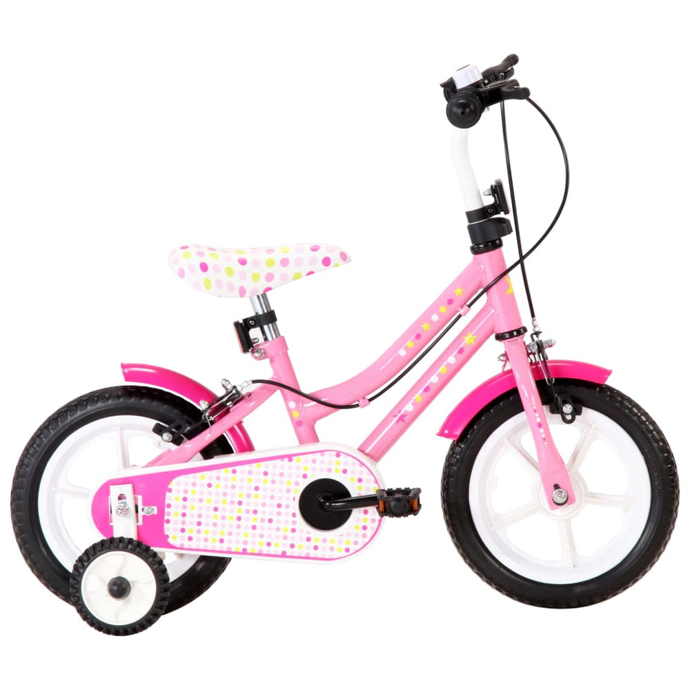 Vaikiškas dviratis, baltos ir rožinės spalvos, 12 colių ratai
