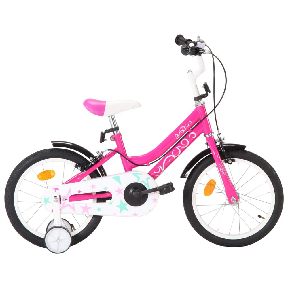 Vaikiškas dviratis, juodos ir rožinės spalvos, 16 colių ratai