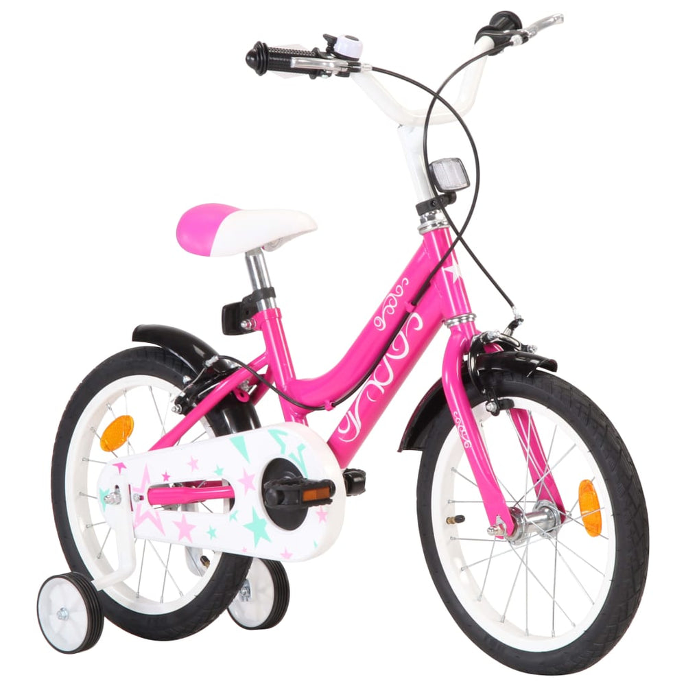 Vaikiškas dviratis, juodos ir rožinės spalvos, 16 colių ratai