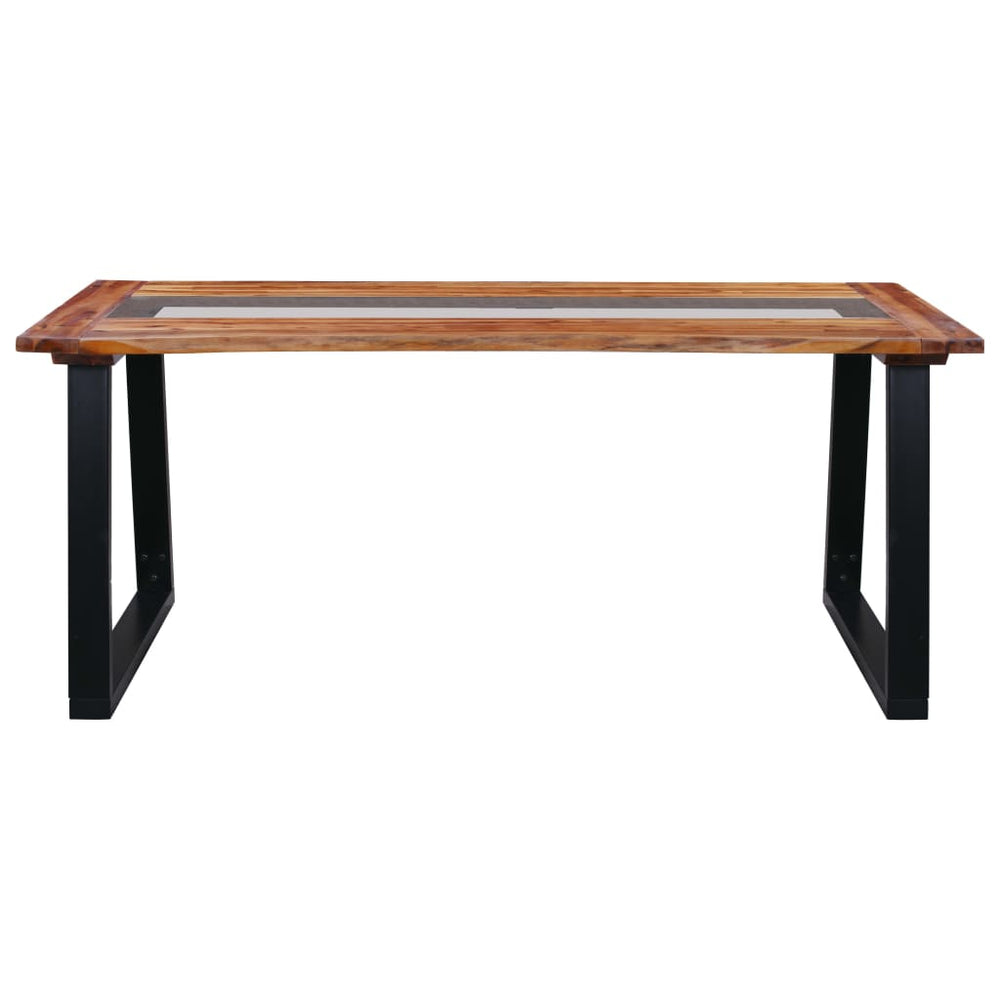 Valgomojo stalas, 180x90x75cm, akacijos masyvas ir stiklas