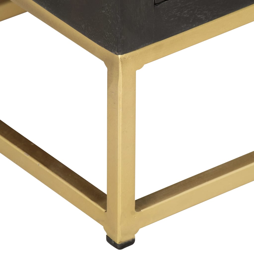 Spintelė su stalčiais, juoda ir auksinė, 45x30x105cm, mango