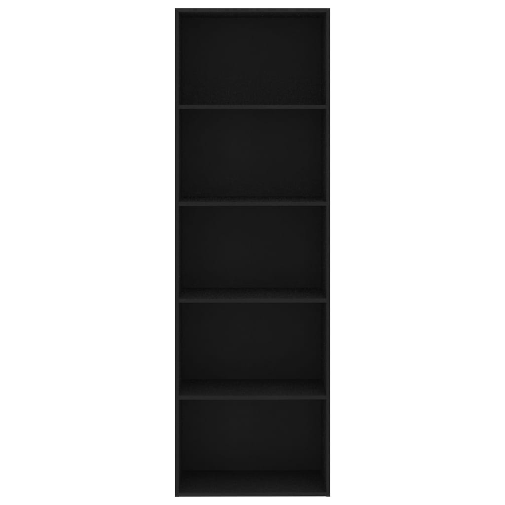 Spintelė knygoms, 5 lentynos, juodos spalvos, 60x30x189cm, MDP