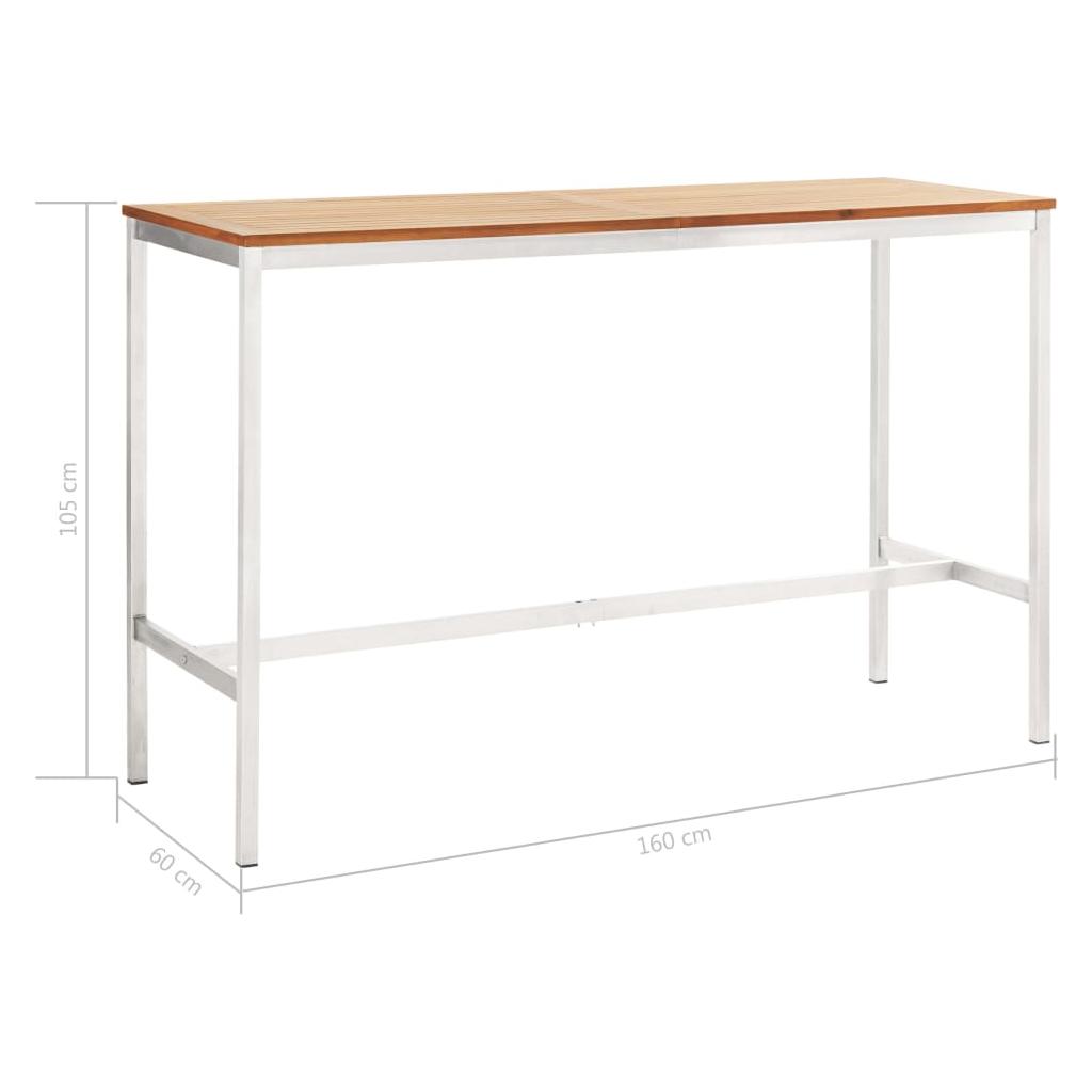 Baro stalas, 160x60x105cm, akacijos masyvas ir plienas