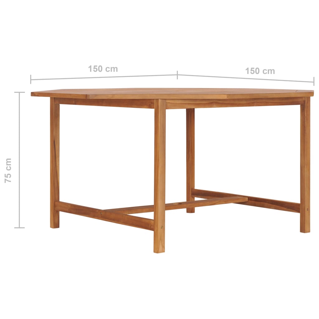 Sodo stalas, 150x150x75cm, tikmedžio medienos masyvas