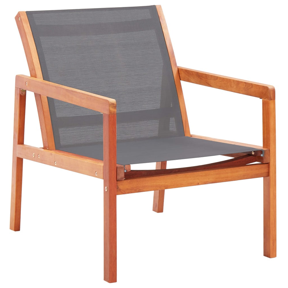 Sodo poilsio kėdė, pilka, eukalipto masyvas ir tekstilenas