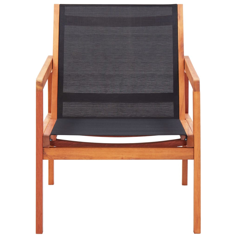 Sodo poilsio kėdė, juoda, eukalipto masyvas ir tekstilenas