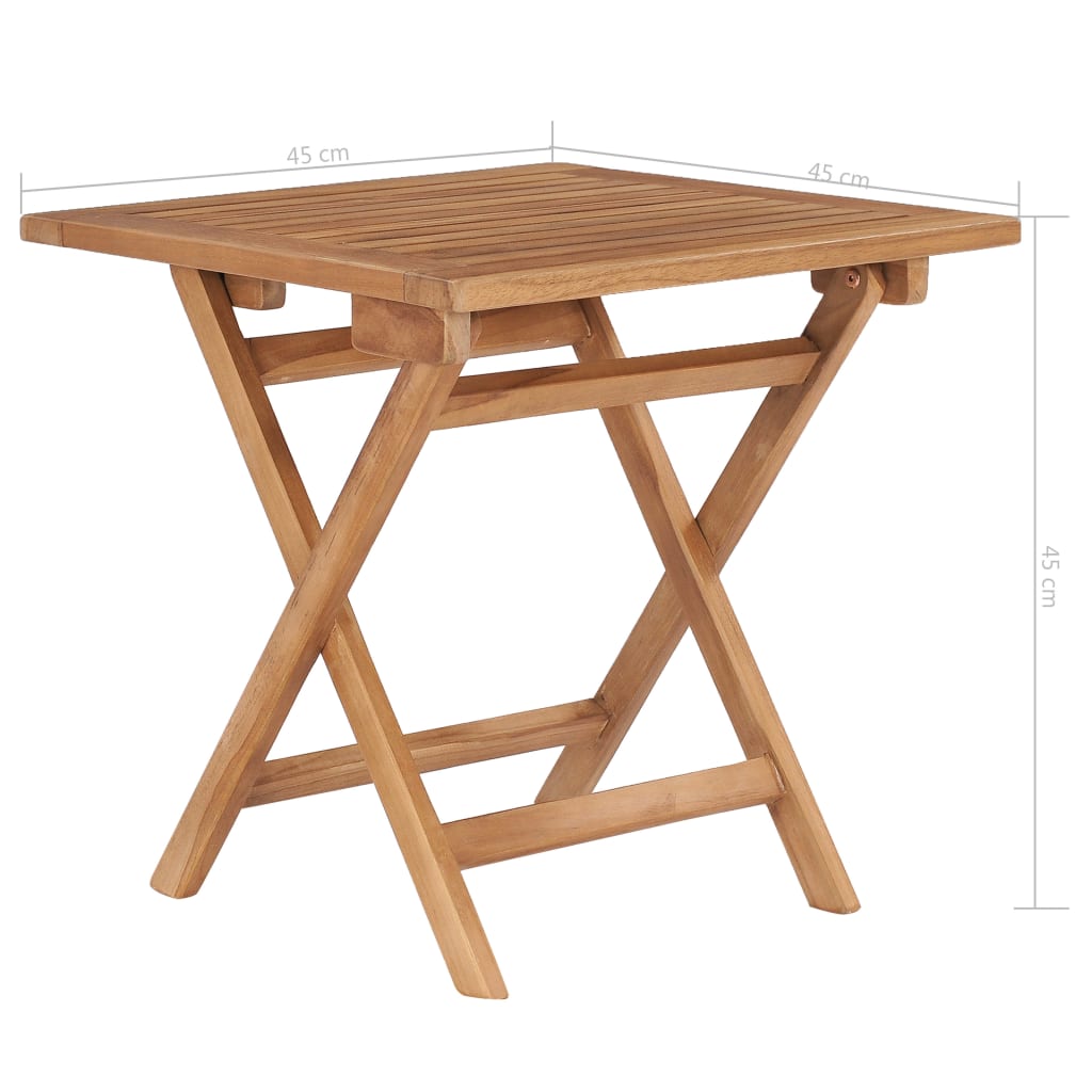 Sulankstomas sodo stalas, 45x45x45cm, tikmedžio masyvas