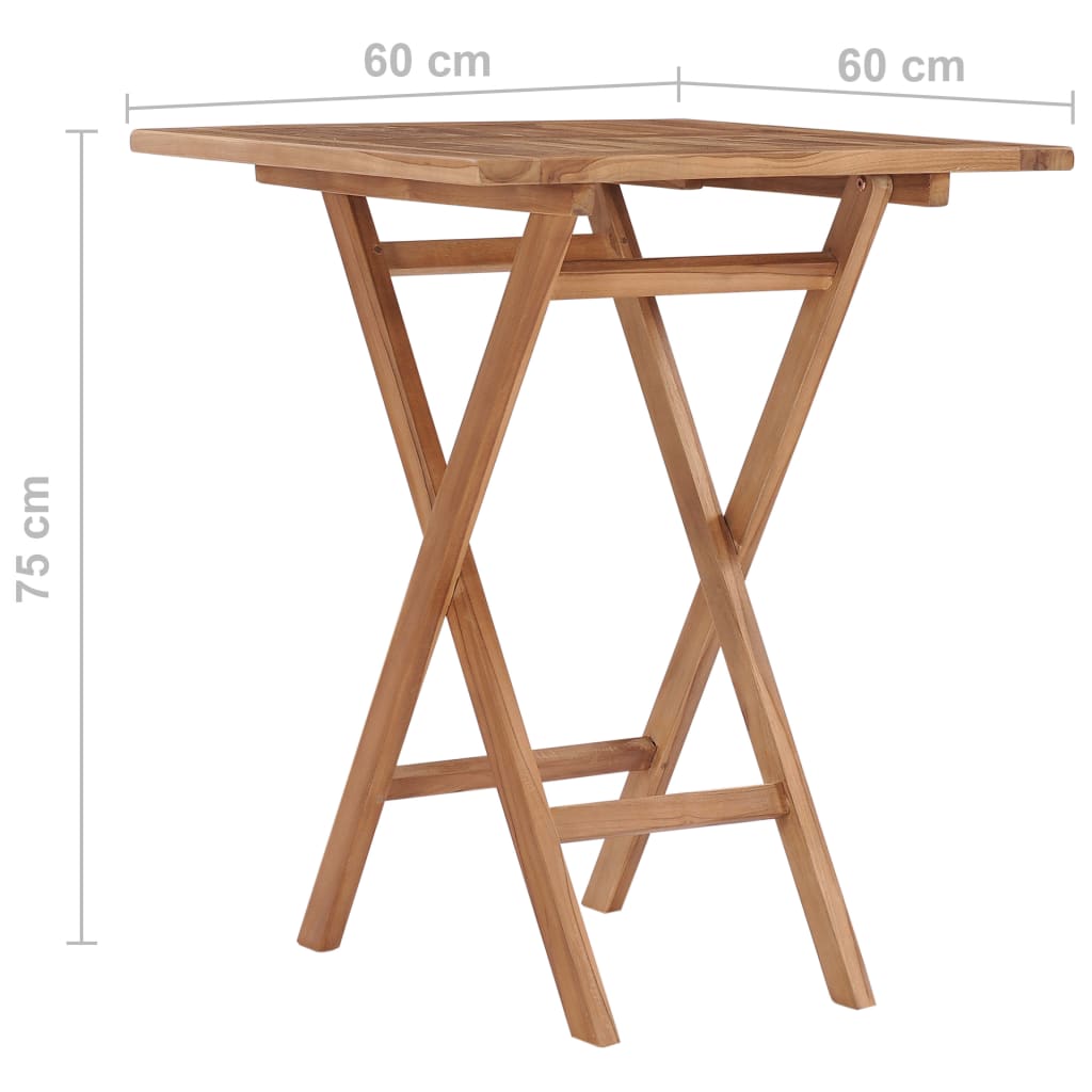 Sulankstomas sodo stalas, 60x60x75cm, tikmedžio masyvas