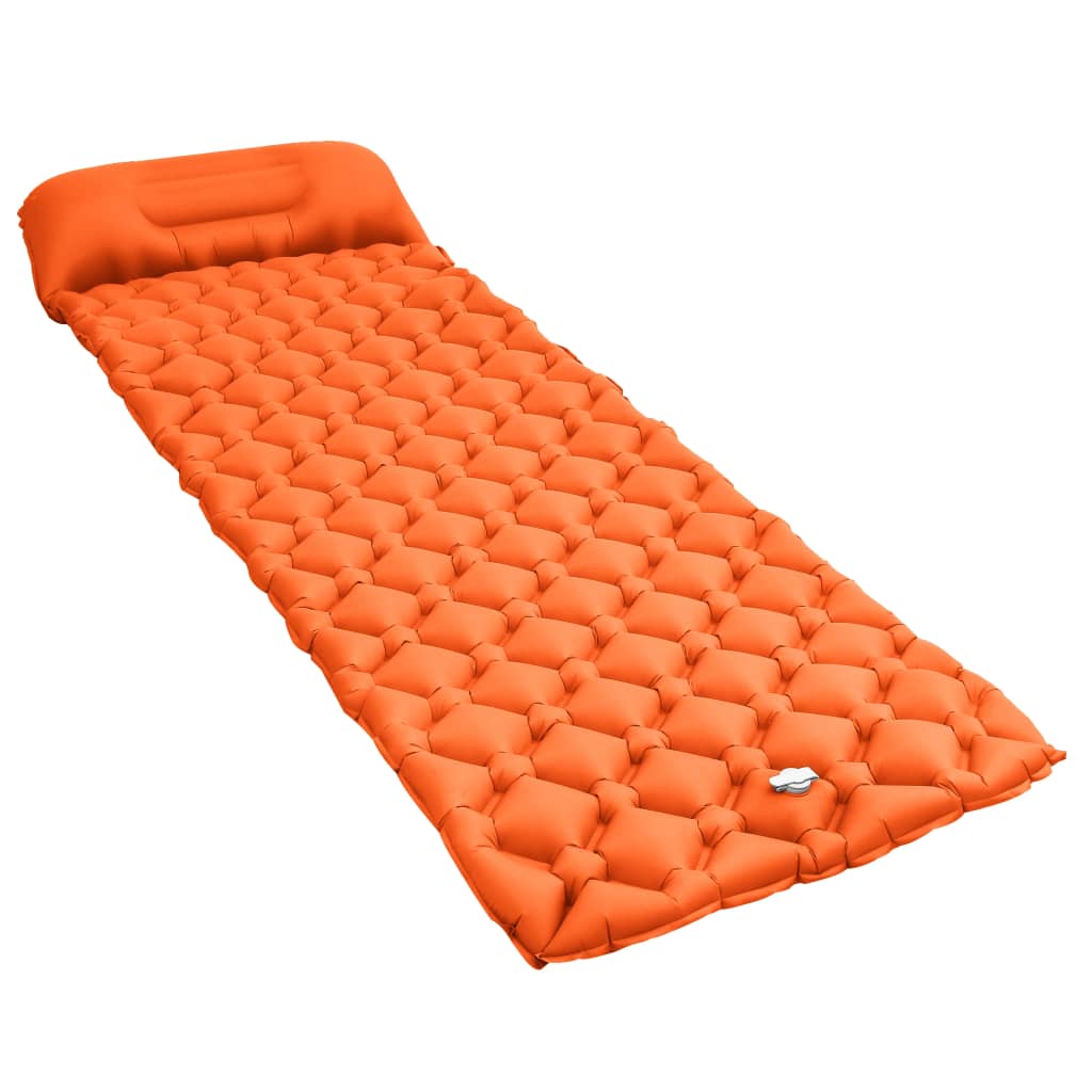 Pripučiamas čiužinys su pagalve, oranžinės spalvos, 58x190cm