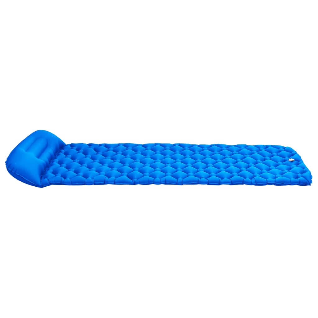 Pripučiamas čiužinys su pagalve, mėlynos spalvos, 58x190cm