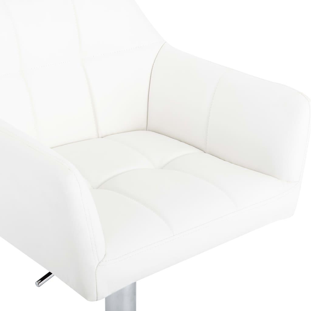 Baro kėdės su porankiais, 2vnt., baltos spalvos, dirbtinė oda