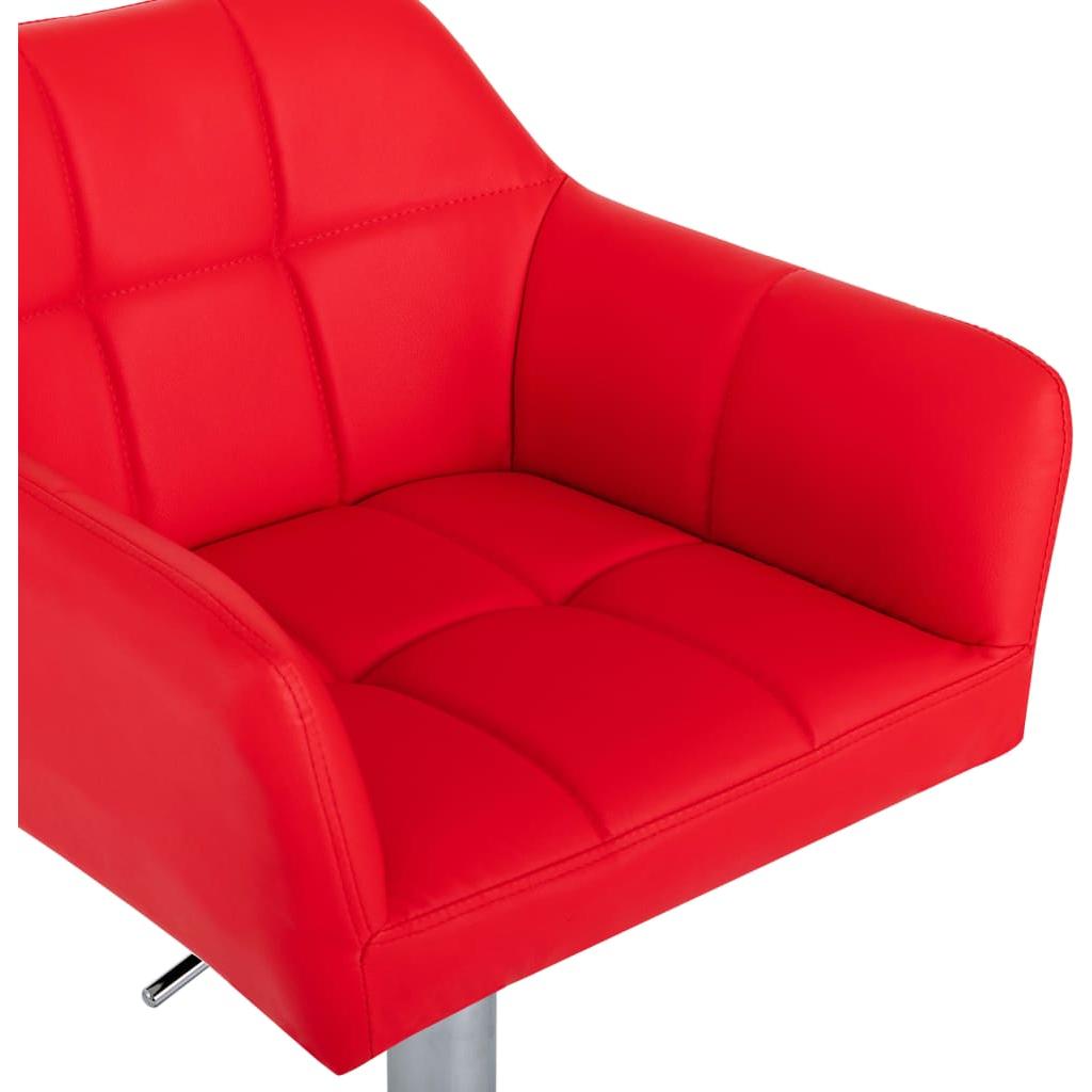 Baro kėdės su porankiais, 2vnt., raudonos, dirbtinė oda