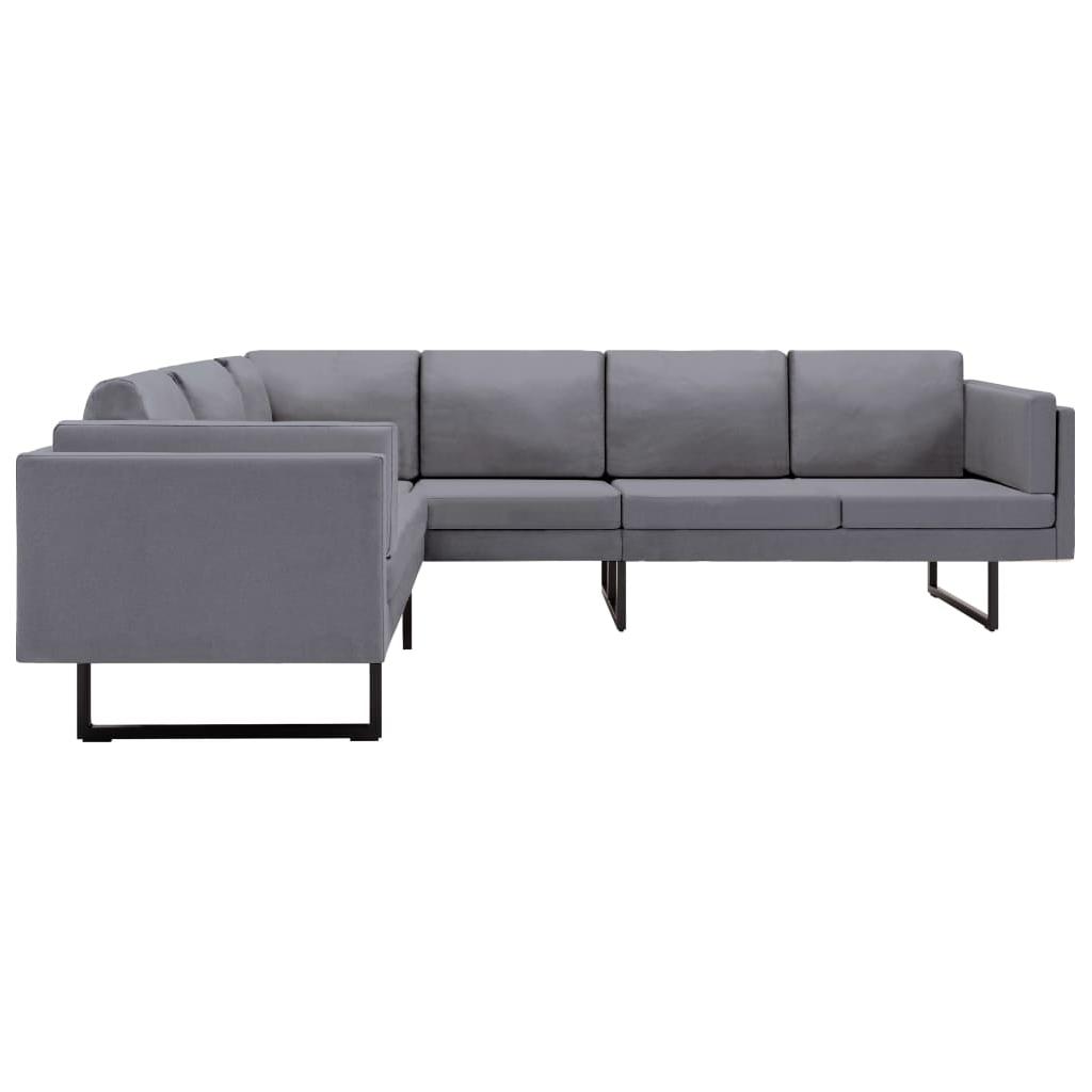 Kampinė sofa, šviesiai pilkos spalvos, audinys