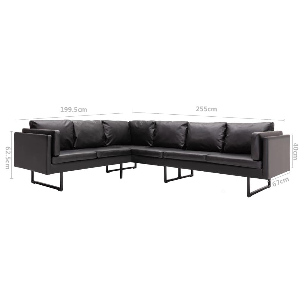 Kampinė sofa, juodos spalvos, dirbtinė oda