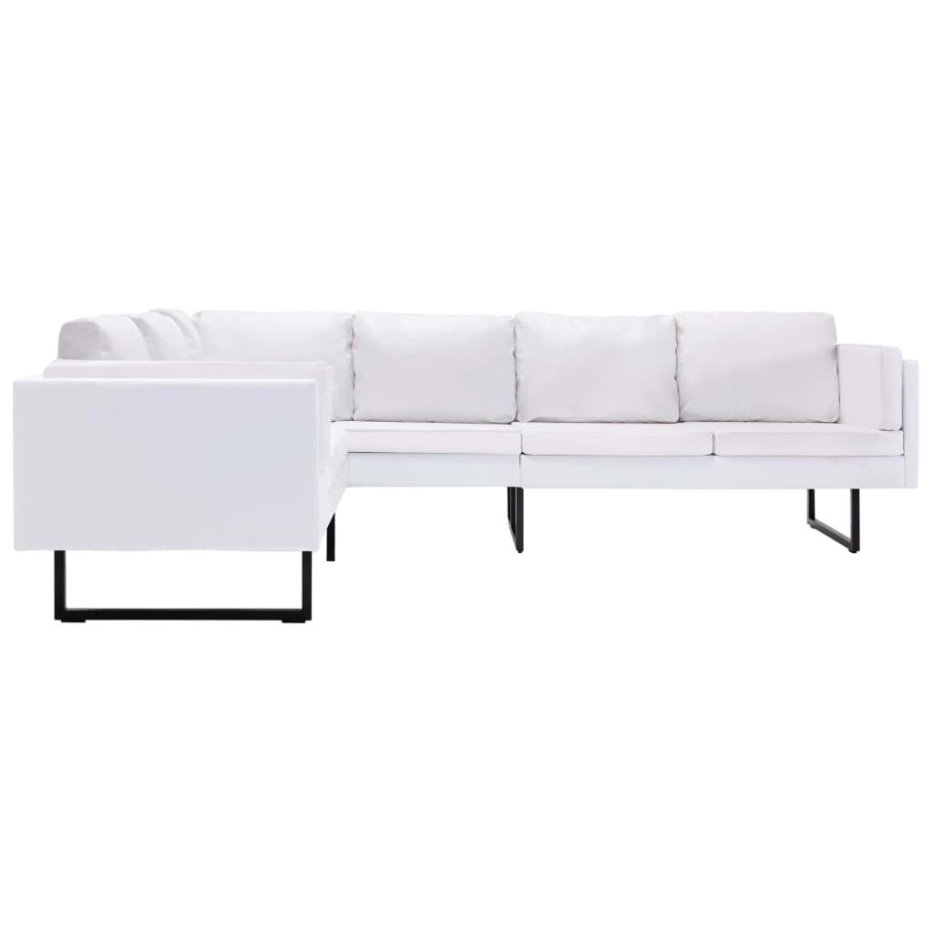 Kampinė sofa, baltos spalvos, dirbtinė oda