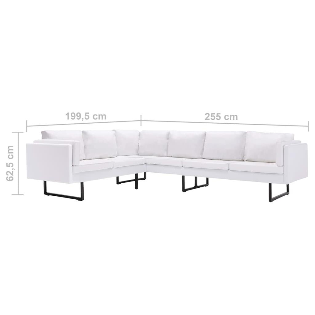 Kampinė sofa, baltos spalvos, dirbtinė oda