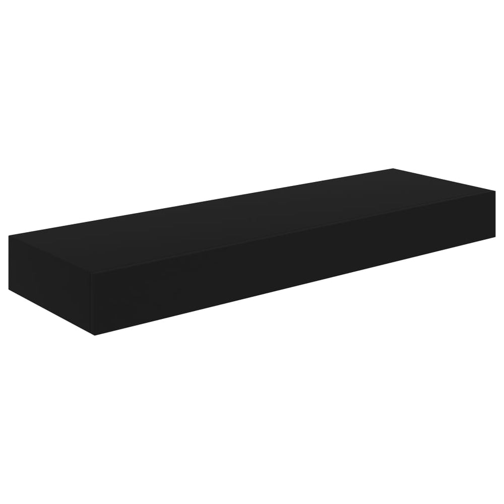 Pakabinama sieninė lentyna su stalčiumi, juoda, 80x25x8cm