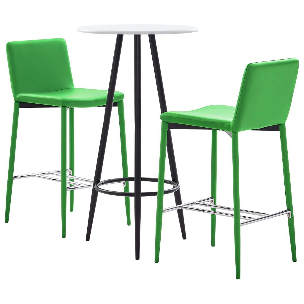 Baro baldų komplektas, 3 dalių, žalios spalvos, dirbtinė oda