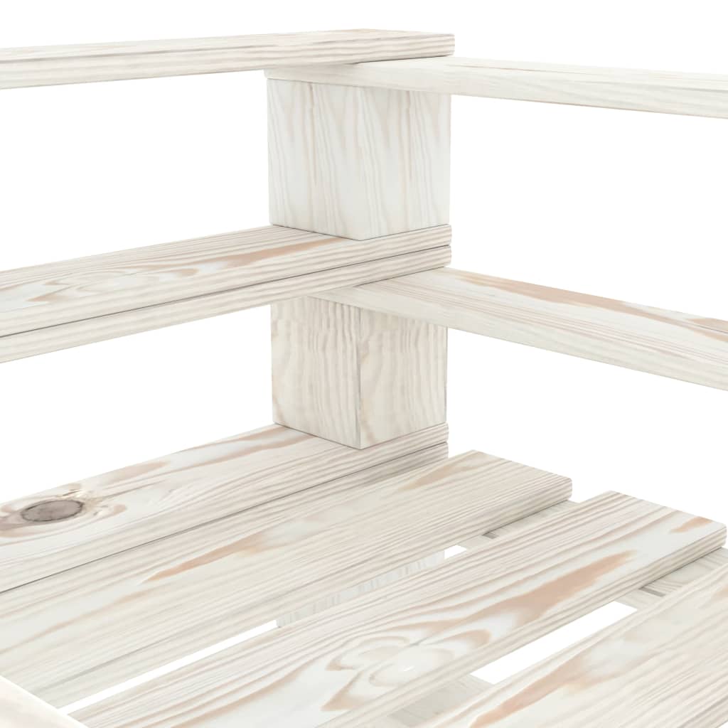 Sodo krėslas iš palečių, baltos spalvos, mediena