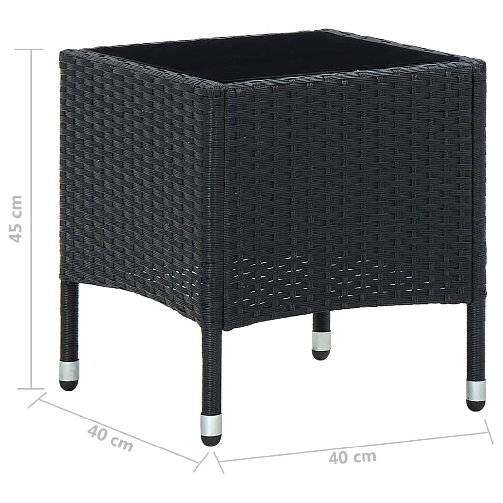 Sodo stalas, juodos spalvos, 40x40x45, poliratanas