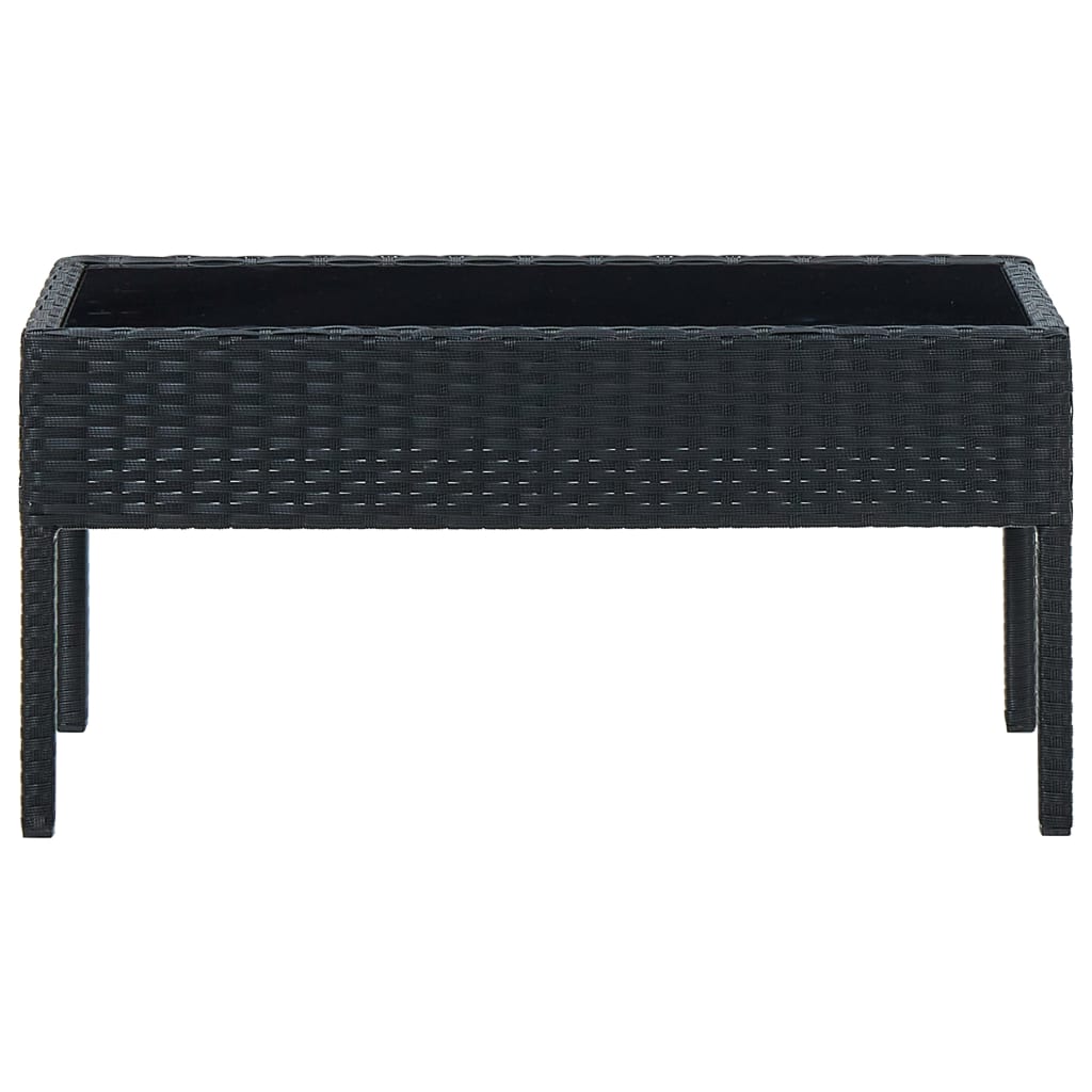 Sodo stalas, juodos spalvos, 75x40x37cm, poliratanas
