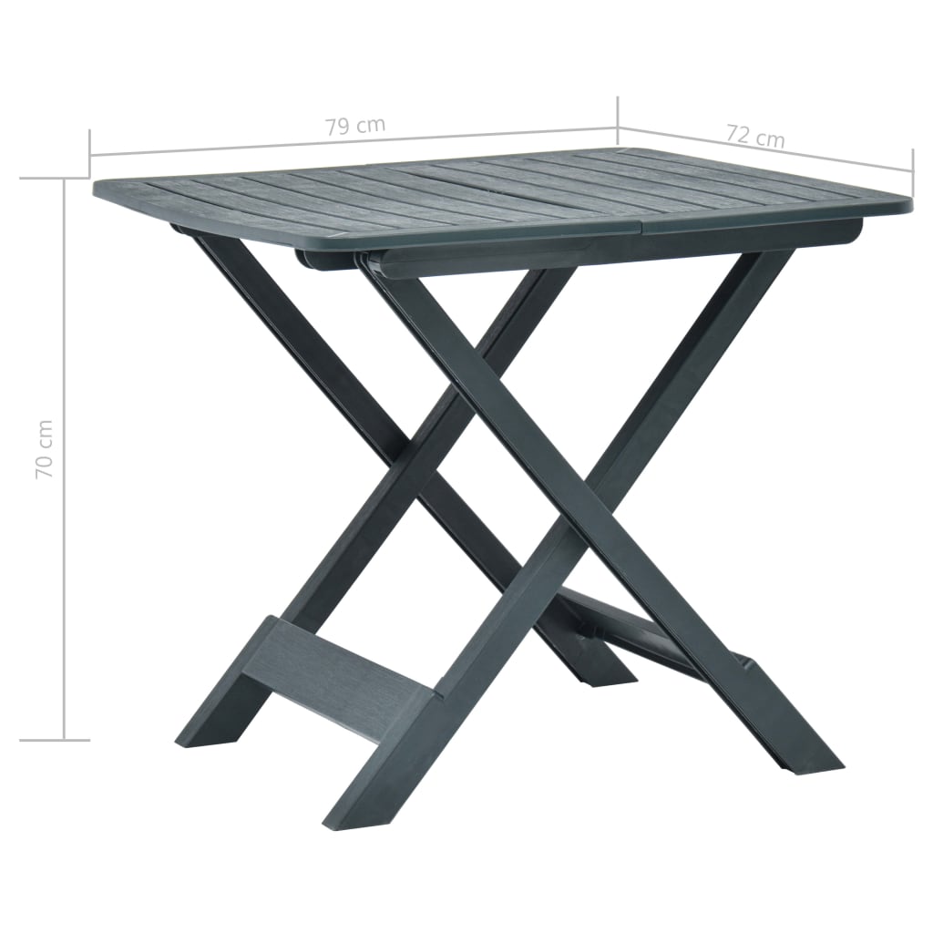 Sulankstomas sodo stalas, žalios spalvos, 79x72x70cm, plastikas