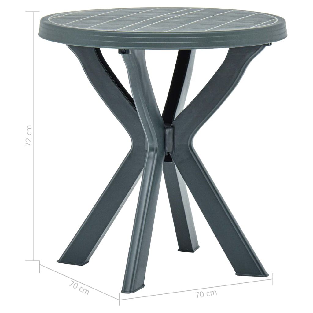 Bistro staliukas, žalios spalvos, plastikas, 70cm skersmens