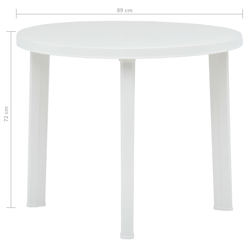 Sodo stalas, baltos spalvos, 89cm, plastikas