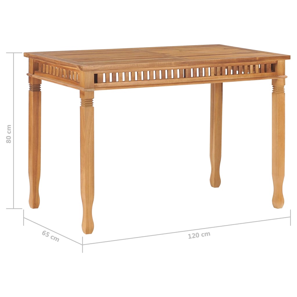 Sodo valgomojo stalas, 120x65x80cm, tikmedžio medienos masyvas