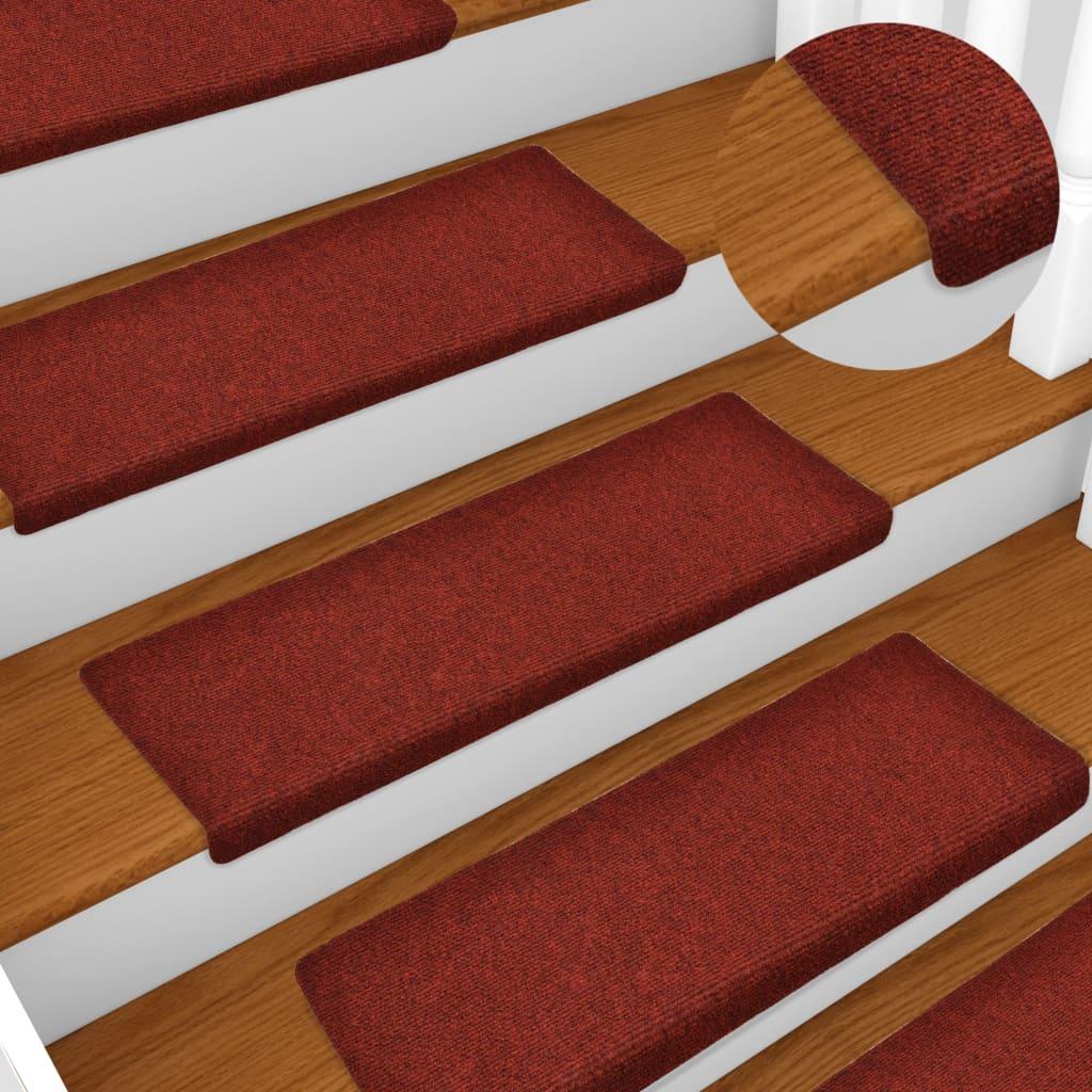 Laiptų kilimėliai, 15vnt., raudonos spalvos, 65x25cm