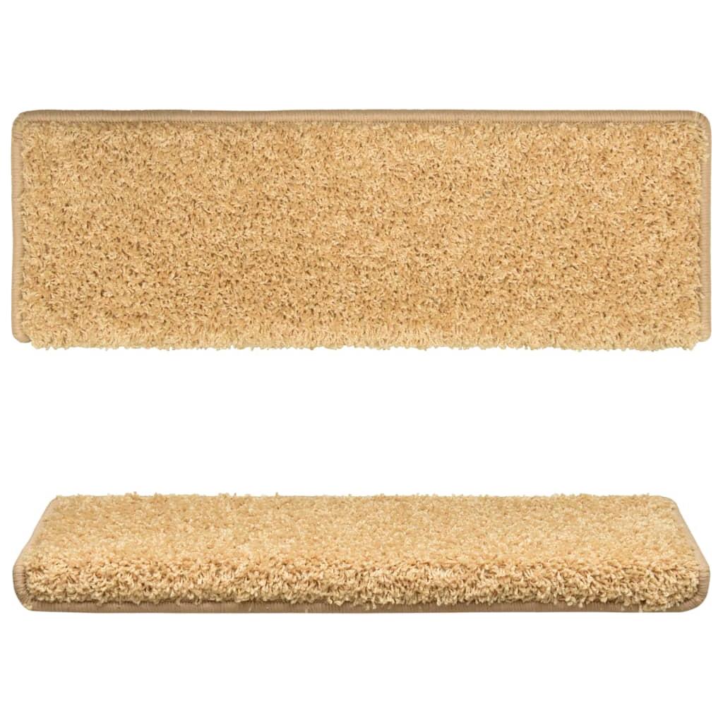 Laiptų kilimėliai, 15vnt., smėlio spalvos, 65x25cm