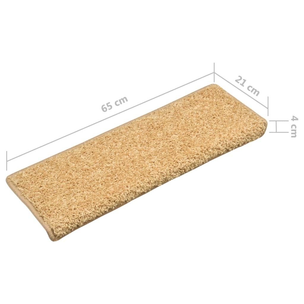 Laiptų kilimėliai, 15vnt., smėlio spalvos, 65x25cm