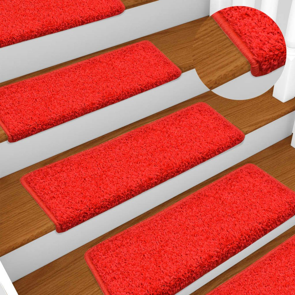 Laiptų kilimėliai, 15vnt., raudonos spalvos, 65x25cm