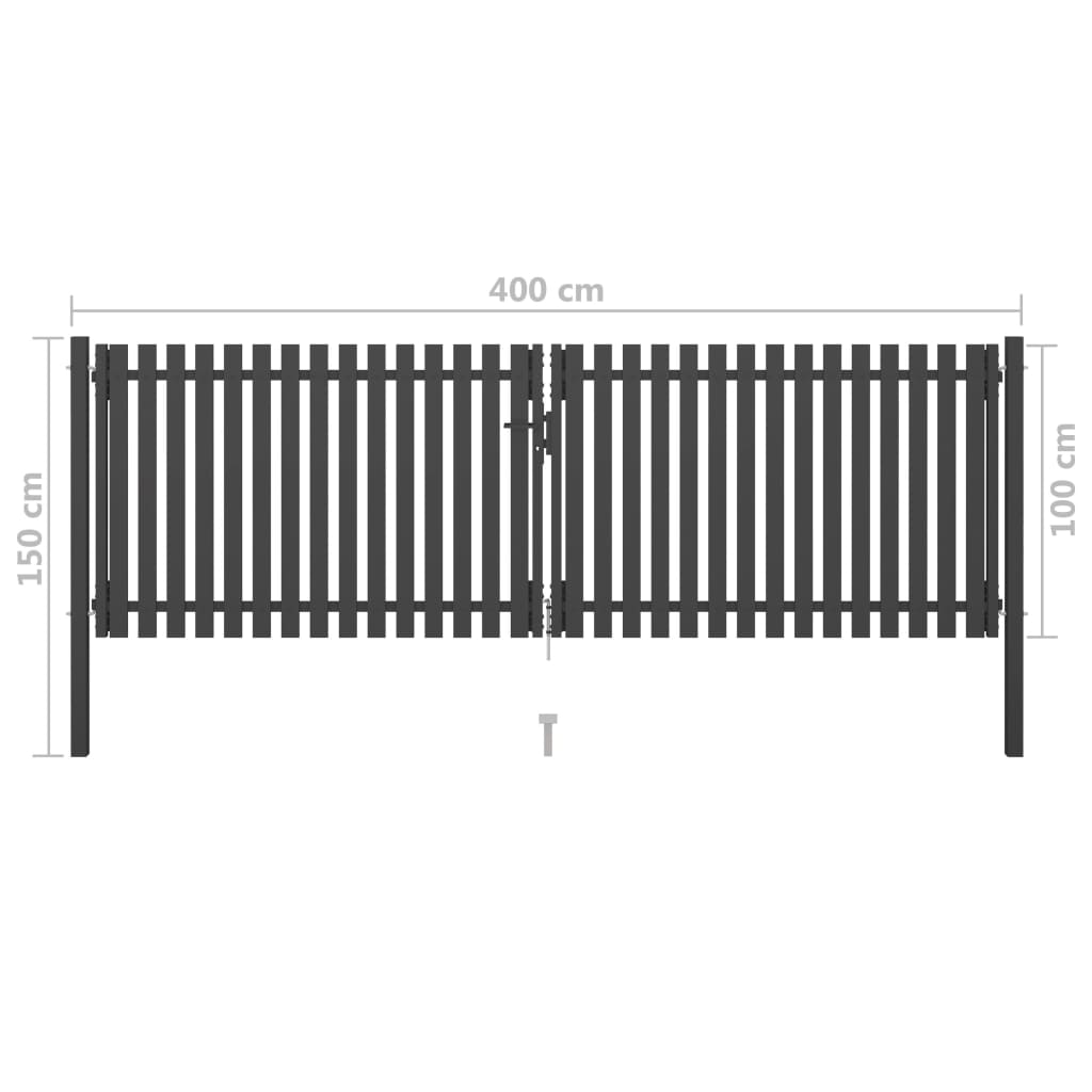 Sodo vartai, antracito spalvos, 4x1,5m, plienas