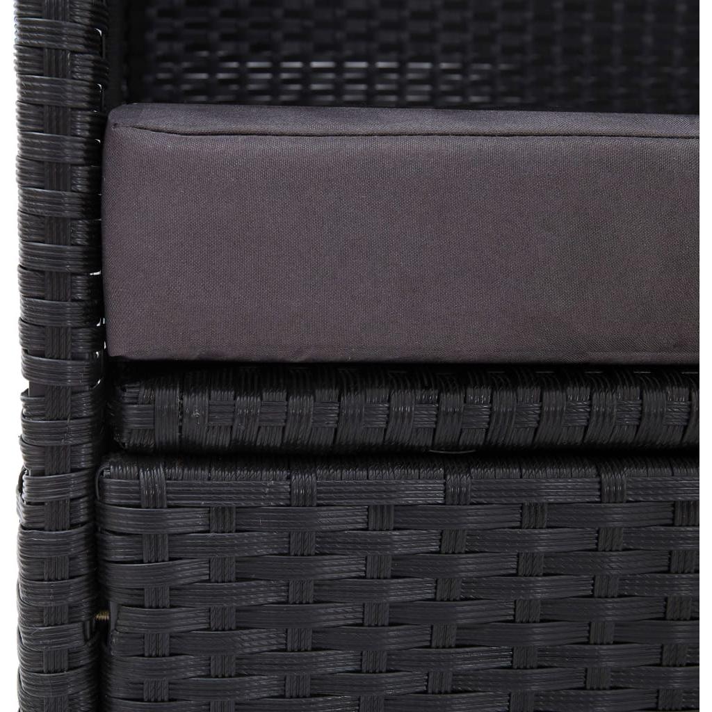 Lauko sofa-lova su stogeliu, juodos spalvos, poliratanas