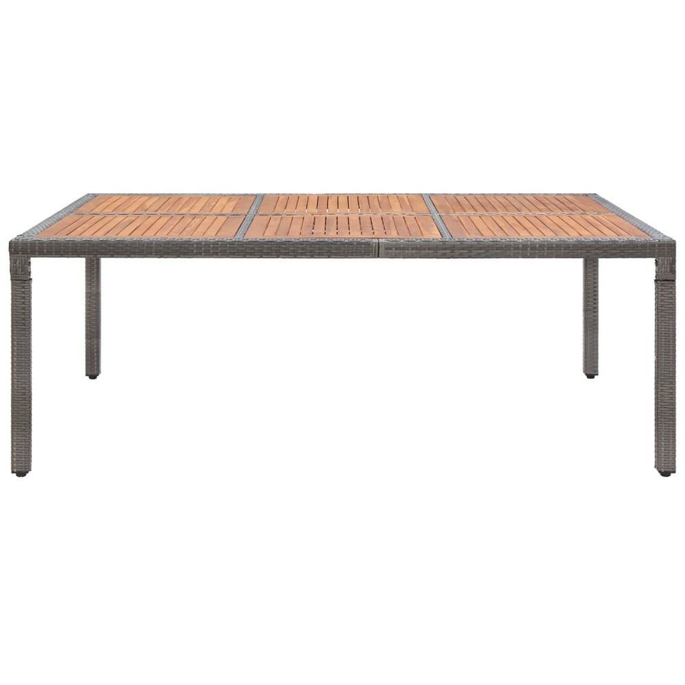 Sodo stalas, pilkas, 200x150x74cm, poliratanas ir akacija