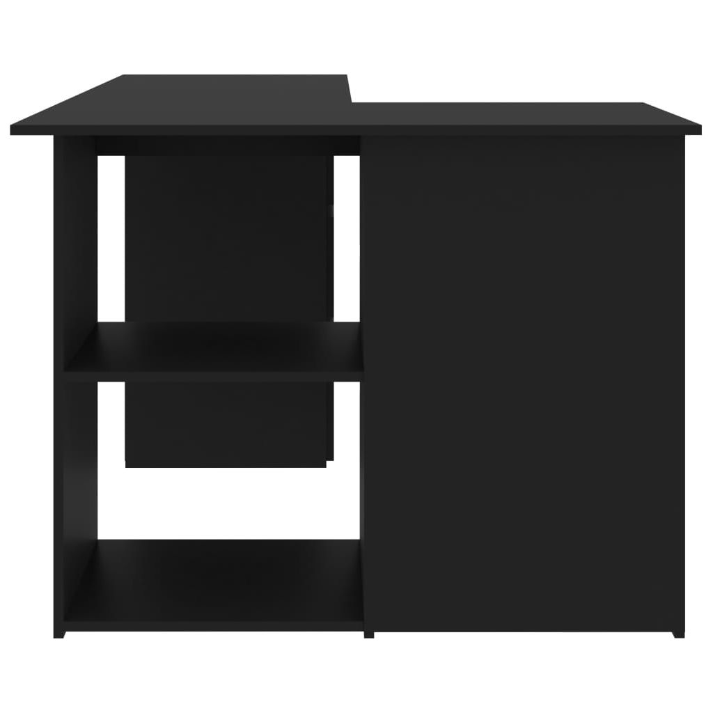 Kampinis rašomasis stalas, juodos spalvos, 145x100x76cm, MDP