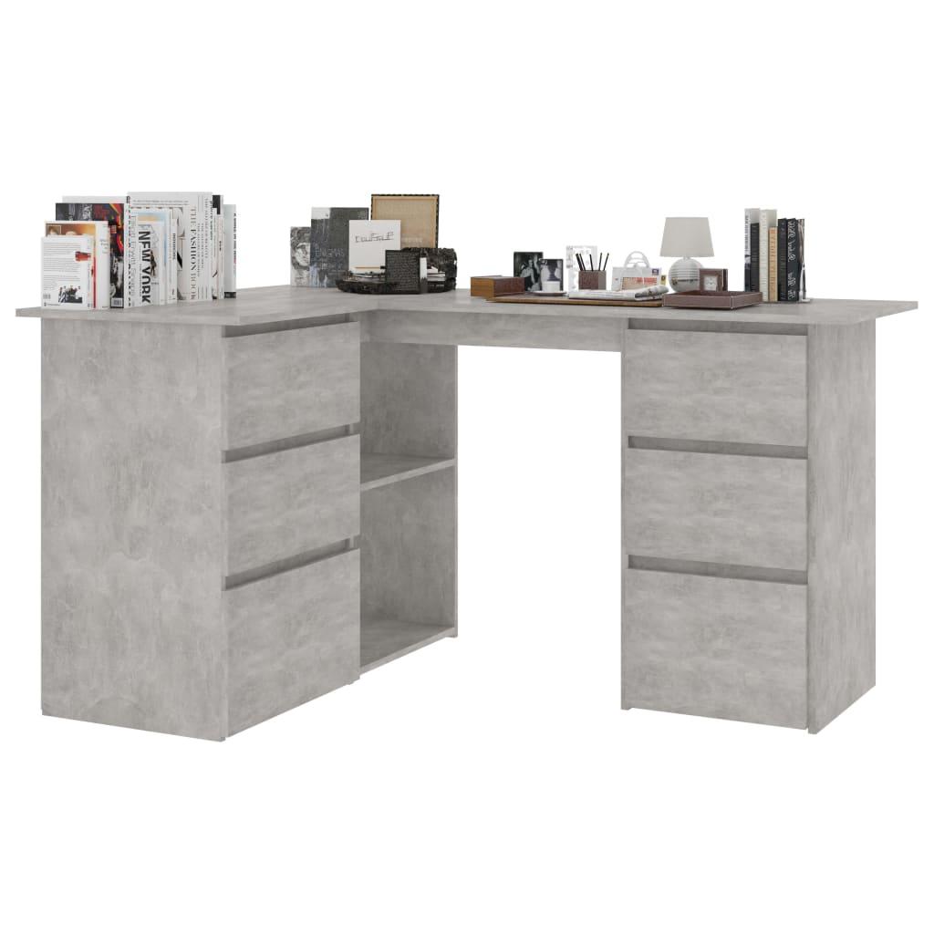 Kampinis rašomasis stalas, betono pilkas, 145x100x76cm, MDP