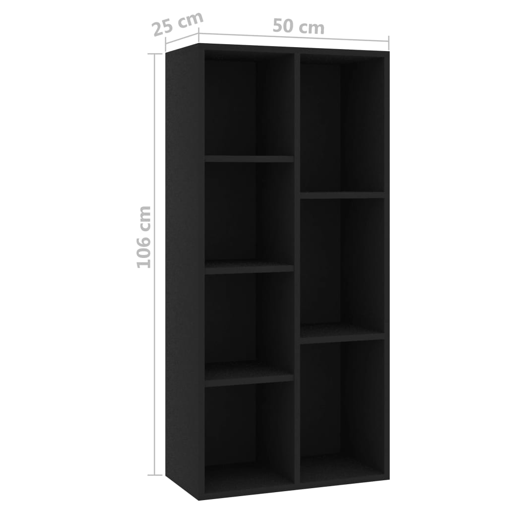 Spintelė knygoms, juodos spalvos, 50x25x106cm, MDP