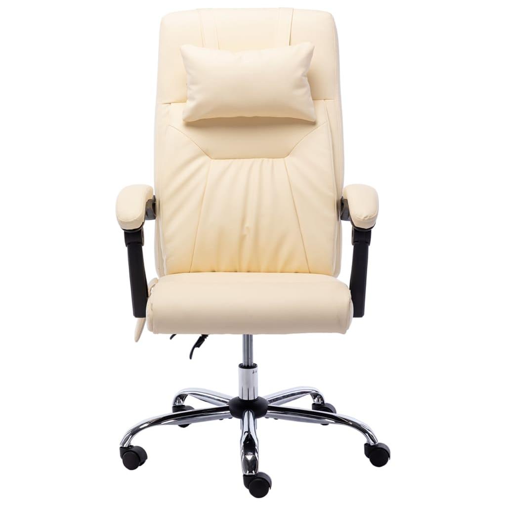 Masažinė biuro kėdė, kreminės spalvos, dirbtinė oda
